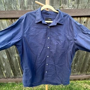 Hurley Men's Denim Blue Long Sleeve Button Up Shirt Collared Front Pocket - XL